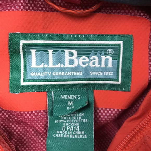 L L Bean Womens Windbreaker Jacket Orange Nylon M - Picture 3 of 8